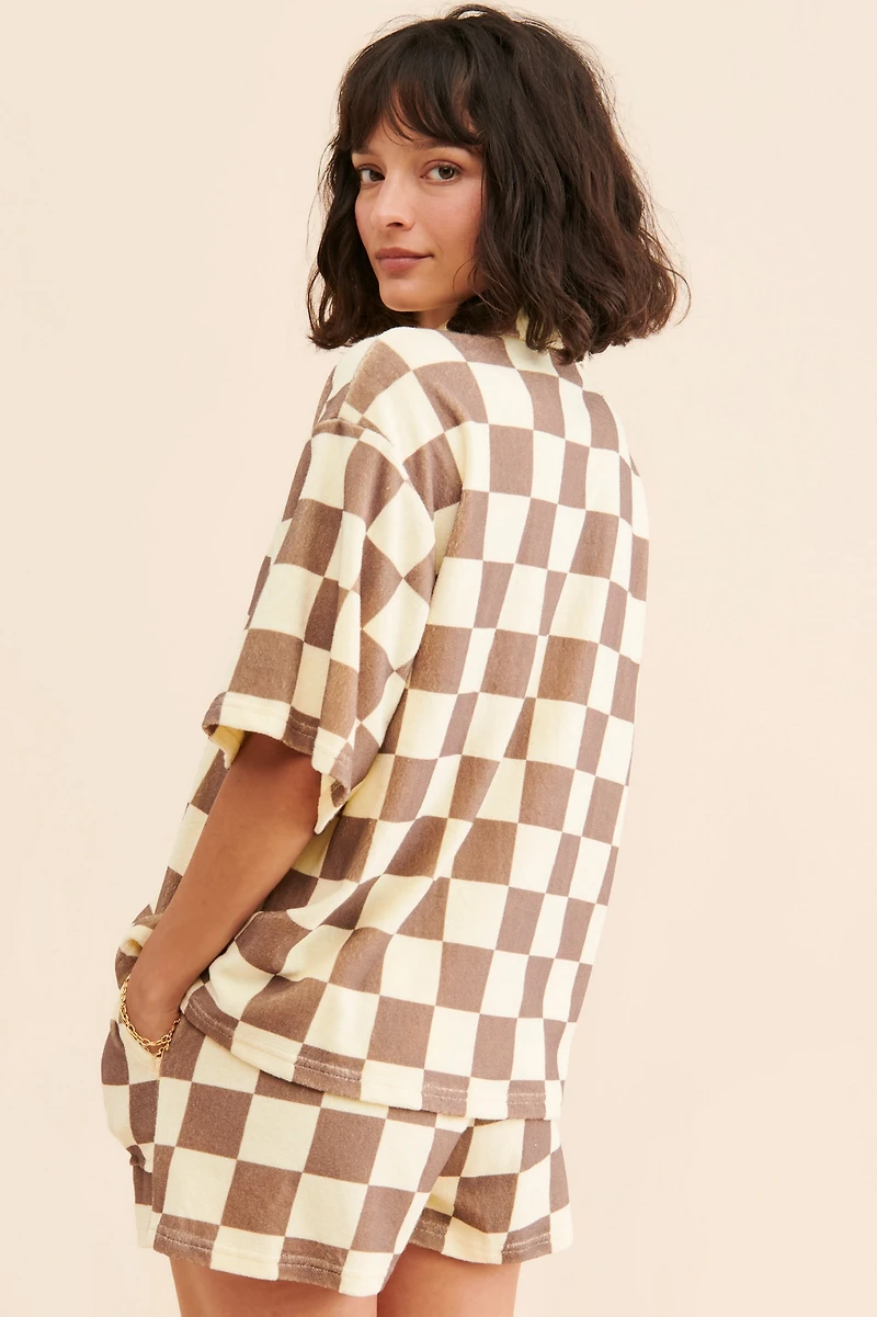 ONA Checker Terry Oversized Button Down