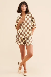 ONA Checker Terry Oversized Button Down