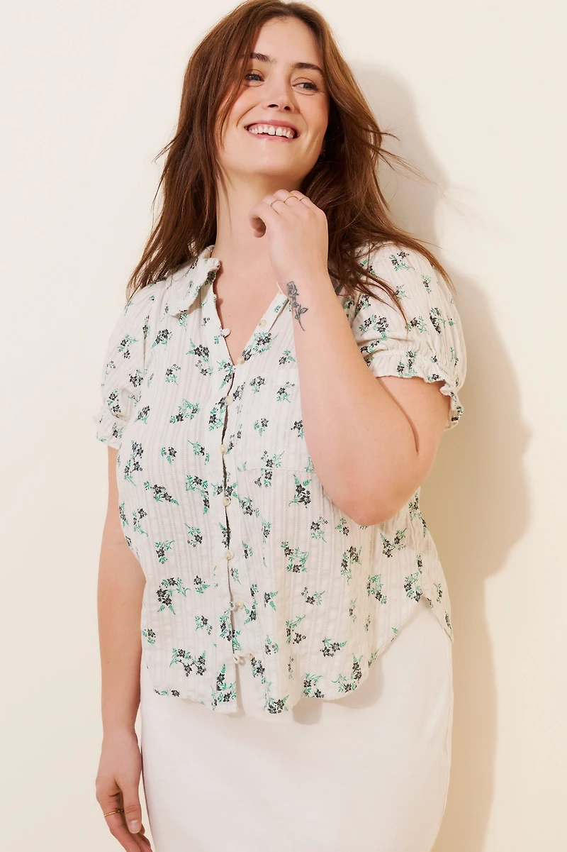 Pilcro Keira Collared Button-Front Blouse