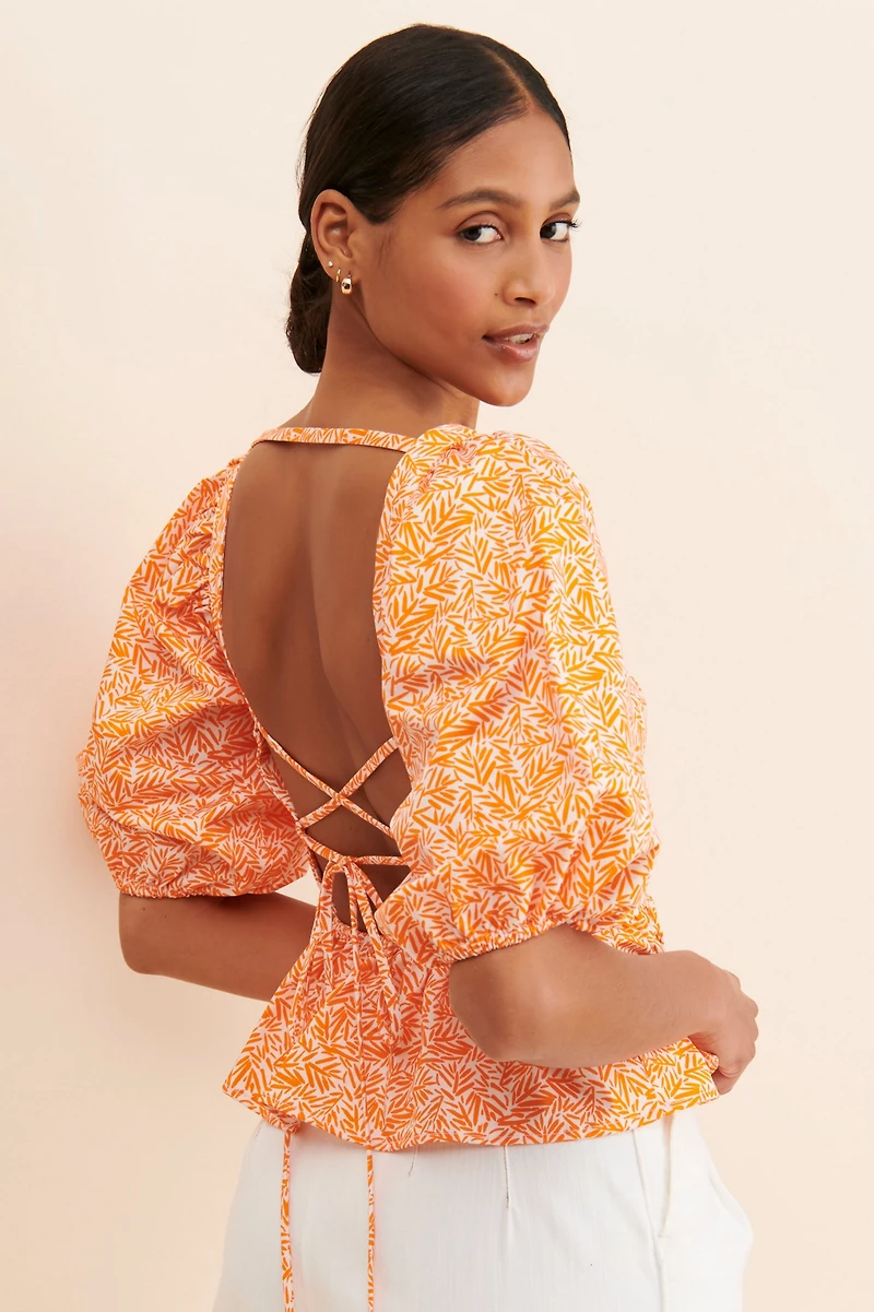 Hutch Tie Back Peplum Top