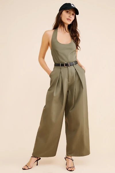 Flat White Halter Trouser Jumpsuit