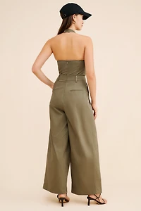Flat White Halter Trouser Jumpsuit