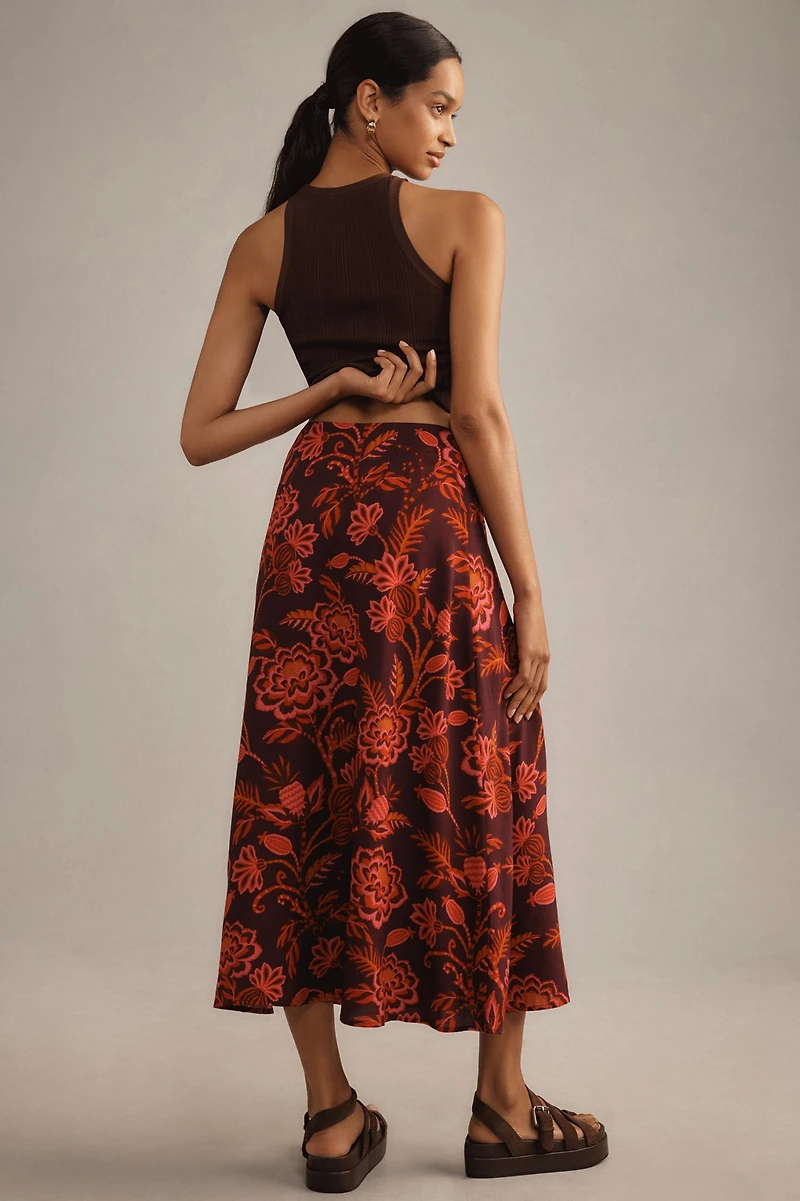 FARM Rio Satin-Slip Midi Skirt