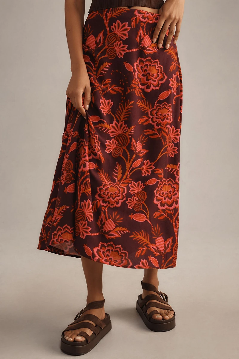 FARM Rio Satin-Slip Midi Skirt