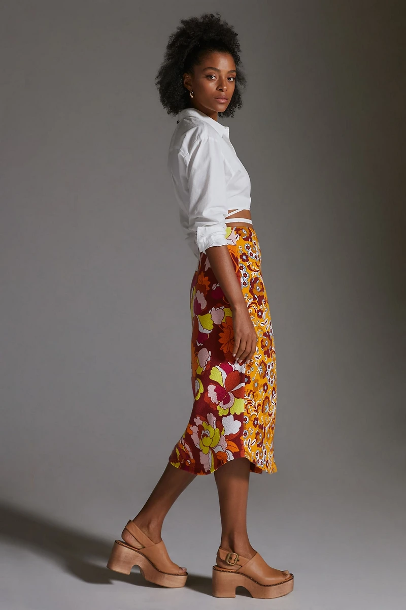 Maeve Button-Front Cutout Midi Skirt