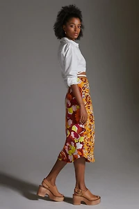 Maeve Button-Front Cutout Midi Skirt