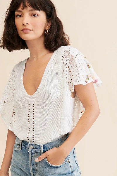 Eyelet Sleeve Sweater