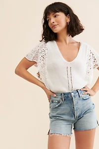 Eyelet Sleeve Sweater