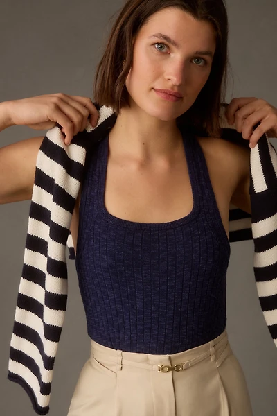 Ribbed Square-Neck Sweater Tank