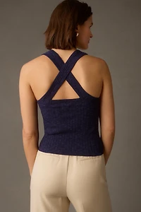 Ribbed Square-Neck Sweater Tank