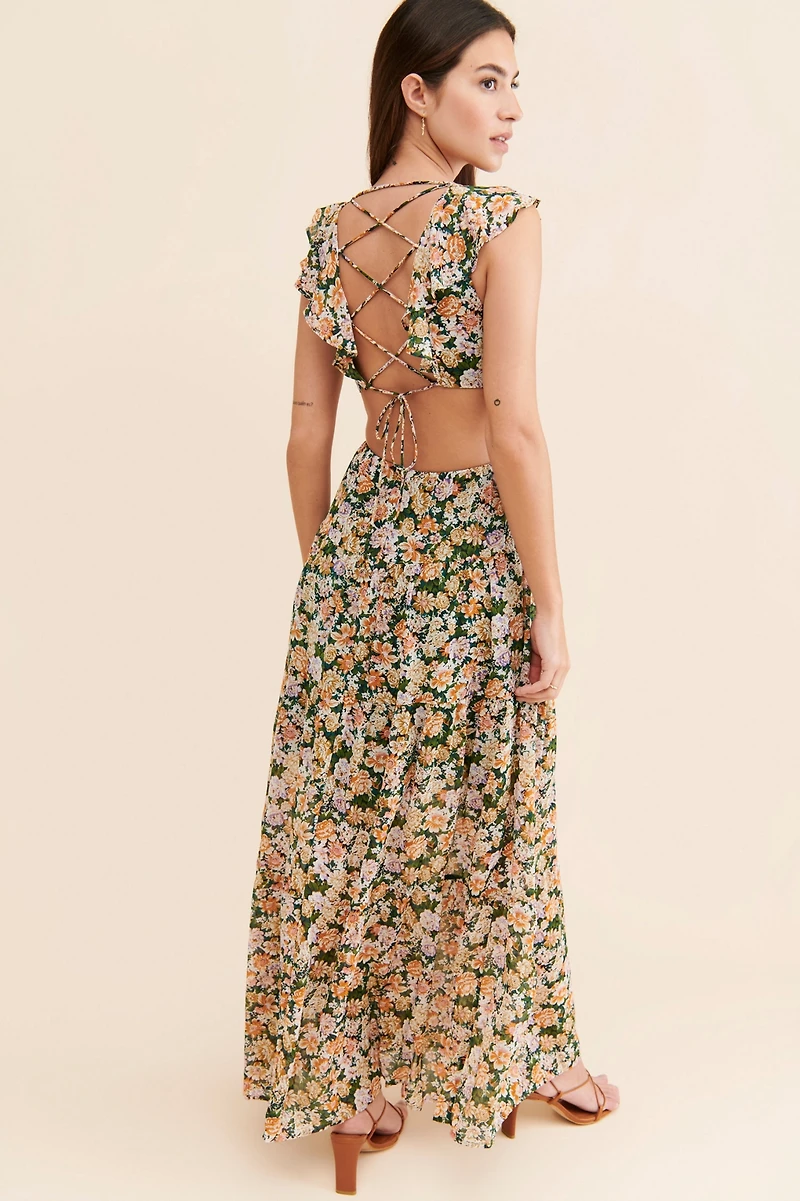 ASTR the Label Maxi Floral Cutout Dress