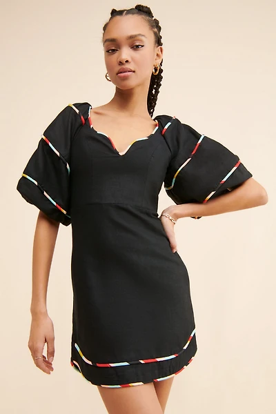 FARM Rio Colored Stripes Short Sleeved Dress