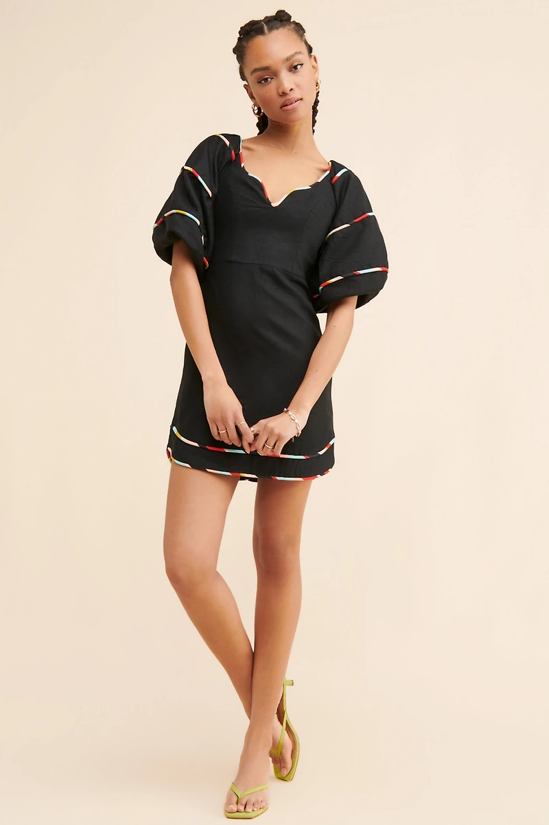 FARM Rio Colored Stripes Short Sleeved Dress