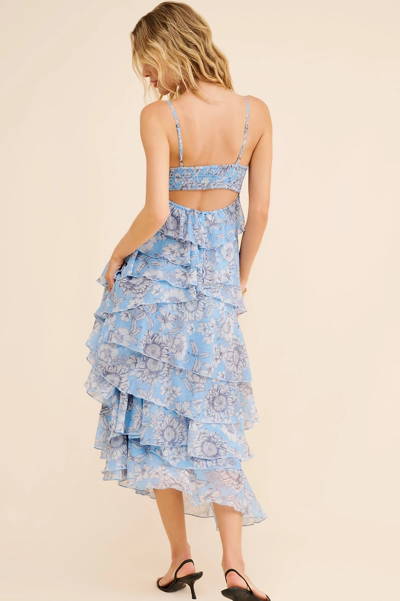Ollari Chiffon Tiered Maxi Dress