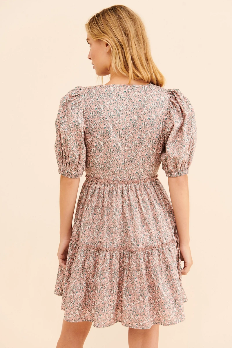 English Factory Floral Puff Sleeve Mini Dress