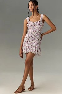 Sleeveless Square-Neck Ruched Mini Dress