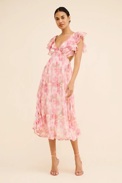 Rachel Parcell Chiffon Ruffle Midi Dress