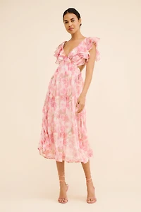 Rachel Parcell Chiffon Ruffle Midi Dress