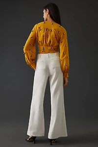 Maeve Embroidered Wrap Top