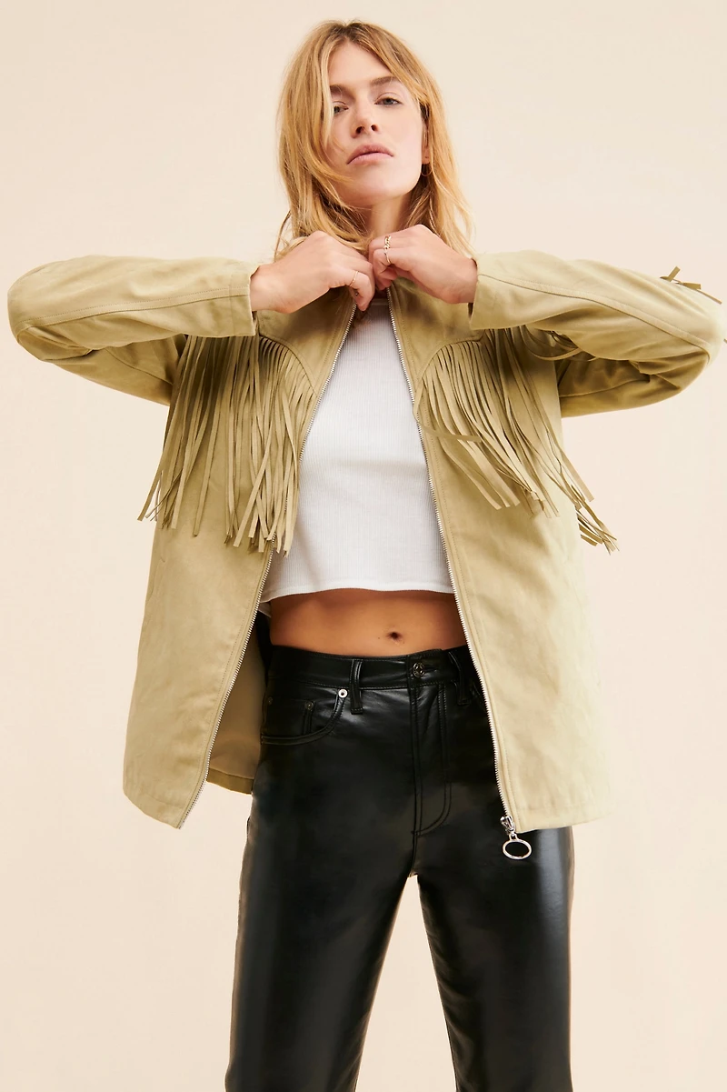 WeWoreWhat Fringe Faux Suede Jacket