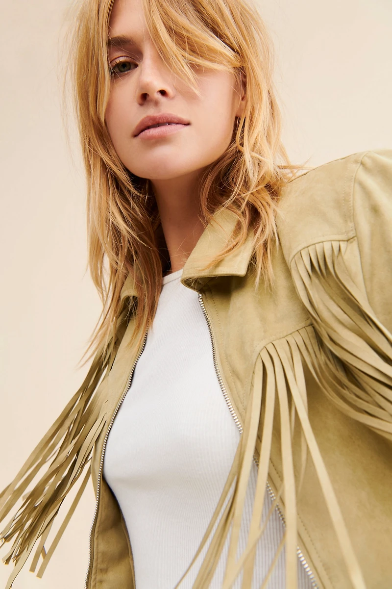 WeWoreWhat Fringe Faux Suede Jacket