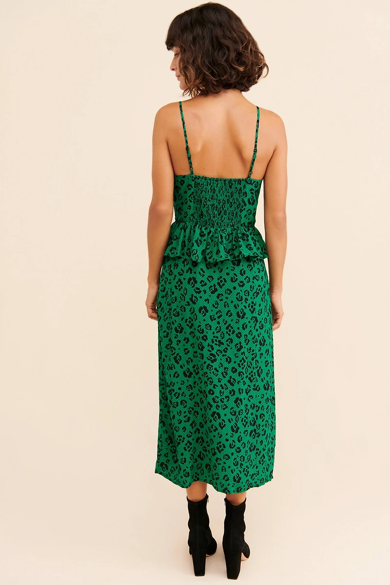 Suboo Leafy Leopard Midi Dress