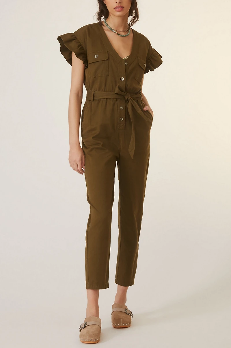 Tapered Ruffle Jumpsuit