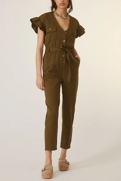 Tapered Ruffle Jumpsuit