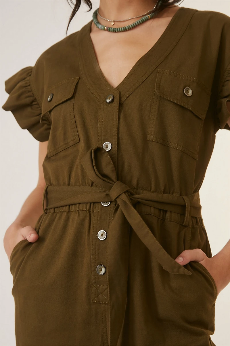Tapered Ruffle Jumpsuit