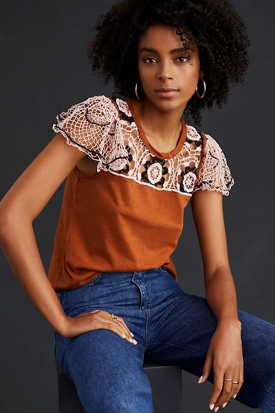 Lace Flutter Sleeve Top