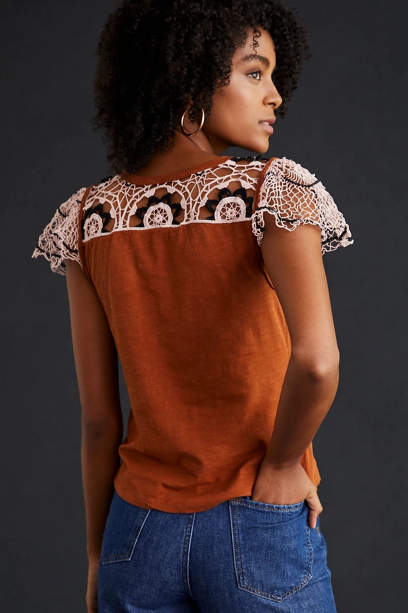 Lace Flutter Sleeve Top