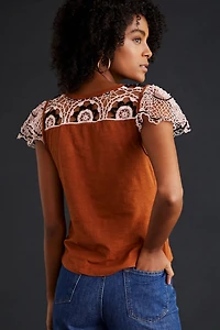 Lace Flutter Sleeve Top