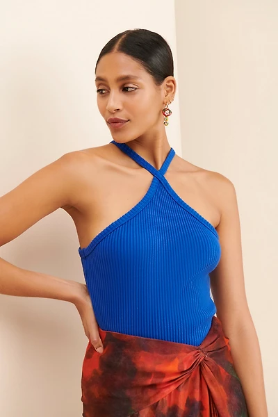 T.La Ribbed Halter Tank
