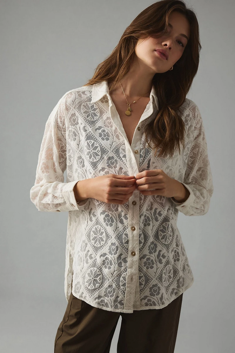 Pilcro Lace Buttoned Blouse