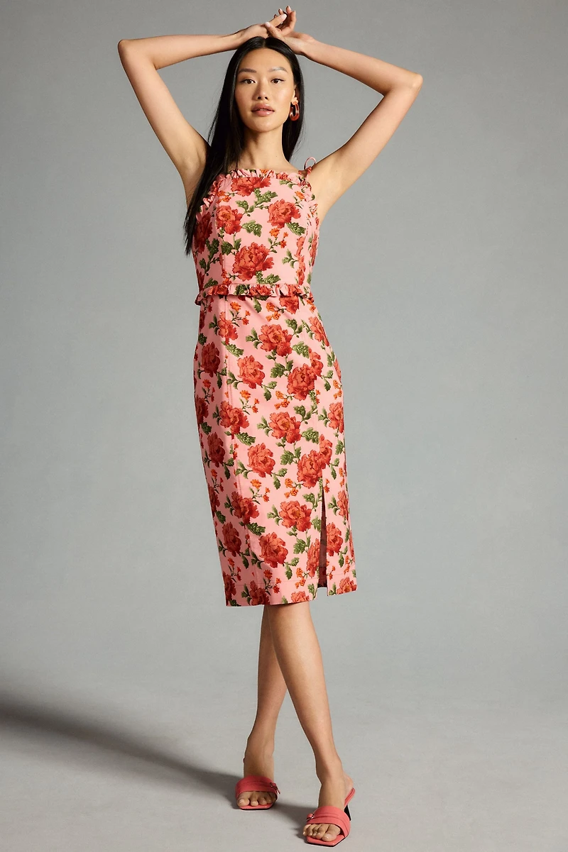 Ruffled Peplum Halter Dress