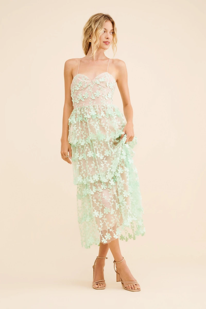 Endless Rose Lace Layered Midi Dress