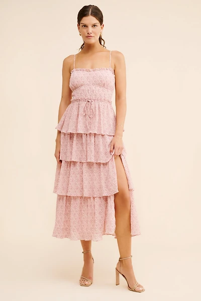 ASTR the Label Harriet Tiered Midi Dress