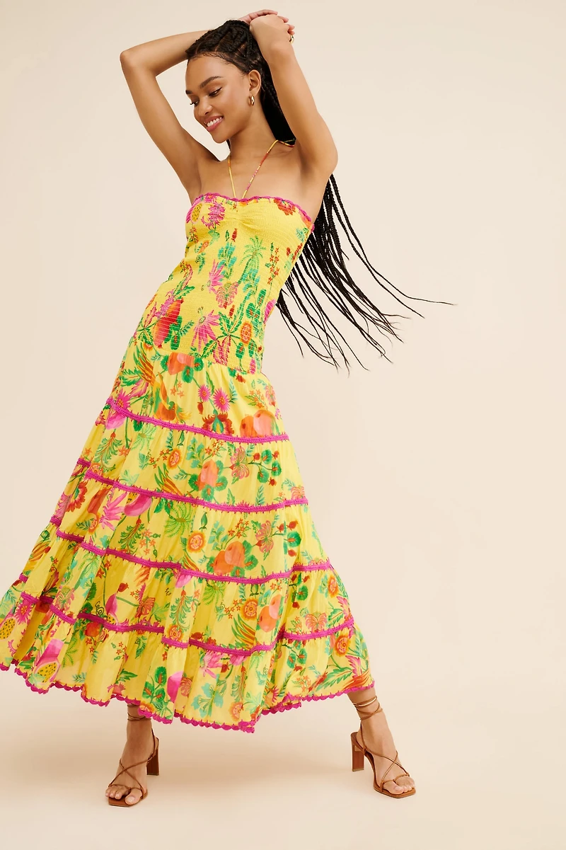 FARM Rio Delicate Fruit Garden Halter Maxi Dress