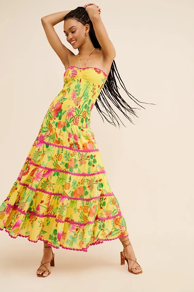 FARM Rio Delicate Fruit Garden Halter Maxi Dress