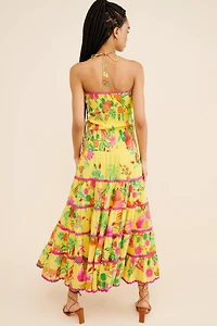 FARM Rio Delicate Fruit Garden Halter Maxi Dress