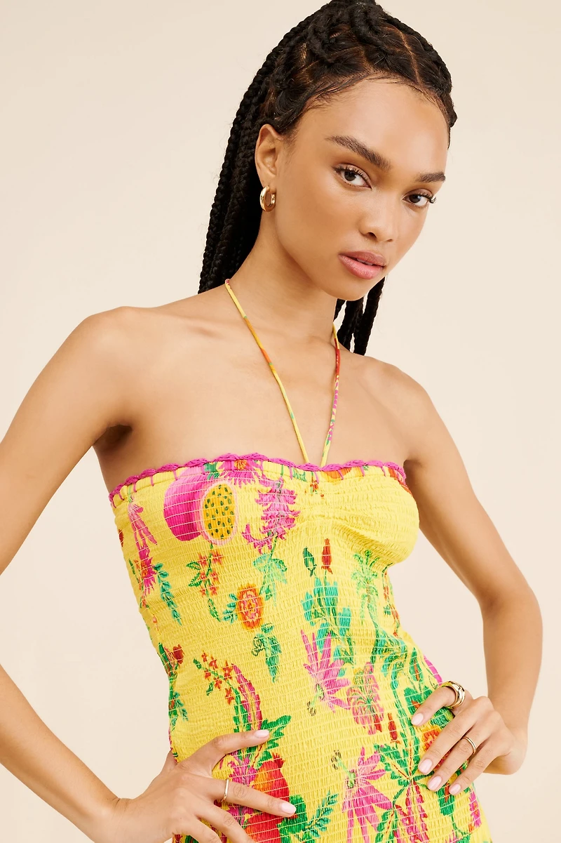 FARM Rio Delicate Fruit Garden Halter Maxi Dress