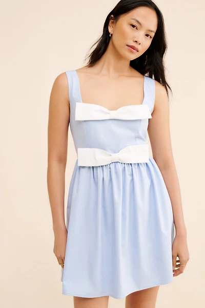 Flat White Bow Mini Dress