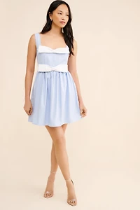 Flat White Bow Mini Dress