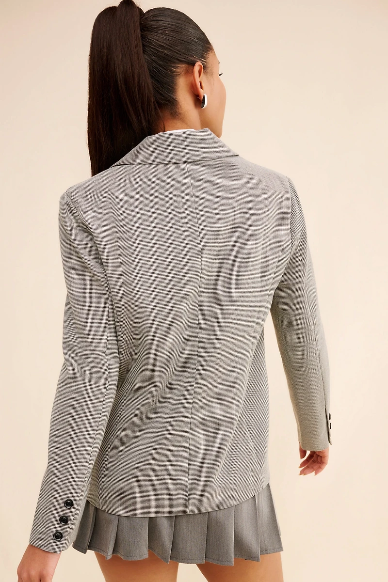 Flat White Tailored Houndstooth Blazer