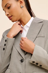 Flat White Tailored Houndstooth Blazer