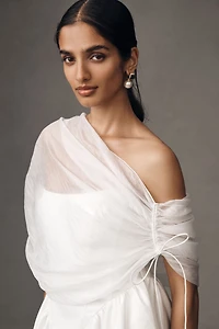 BHLDN Ruched Sheer Cape