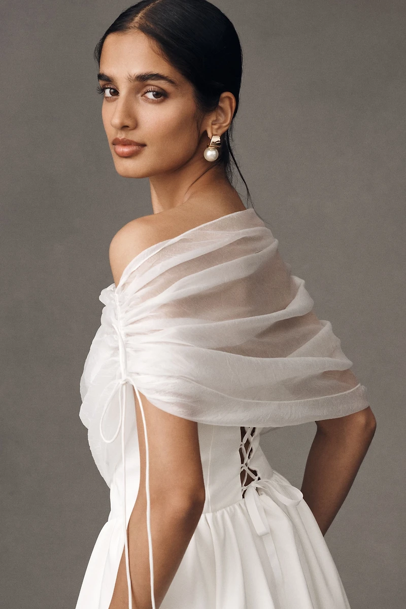 BHLDN Ruched Sheer Cape