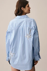 Romi Basha Long-Sleeve Embroidered Palms Tunic Top