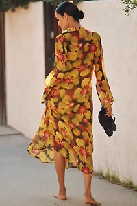 Chan Luu Long-Sleeve Floral Silk Kaftan