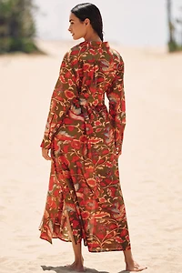 Chan Luu Long-Sleeve Floral Maxi Kaftan